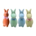 thumbnail image 5 of CoreLiving Flocked Bunny Figurines for Easter Decor Spring Rabbit Statue with Bow Tie 5.9 Inches Table Centerpieces for Home Office Mantel Decoration, 5 of 6