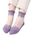 thumbnail image 3 of Women's Sheer Socks Nude Stocking Summer Ultra Thin Cool See Through Silk Ankle Socks for Women Soft Print Sport Socks Medium Stockings Summer Socks Purple One Size, 3 of 5
