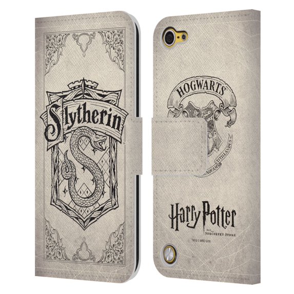 Head Case Designs Officially Licensed Harry Potter Sorcerer's Stone I Slytherin Parchment Leather Book Wallet Case Cover Compatible with Apple iPod Touch 5G 5th Gen