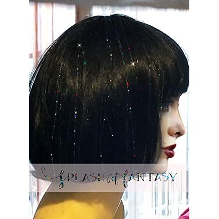 20 Sparkling Hair Tinsel 100 Strands Stellar Midnight Black