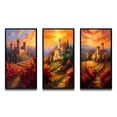 thumbnail image 2 of Designart "Beautiful Sunset over Old Castle in Italian Vineyard I" Castles Framed Wall Art Set Of 3 - Red Traditional Frame Gallery Set For Office Decor, 2 of 6
