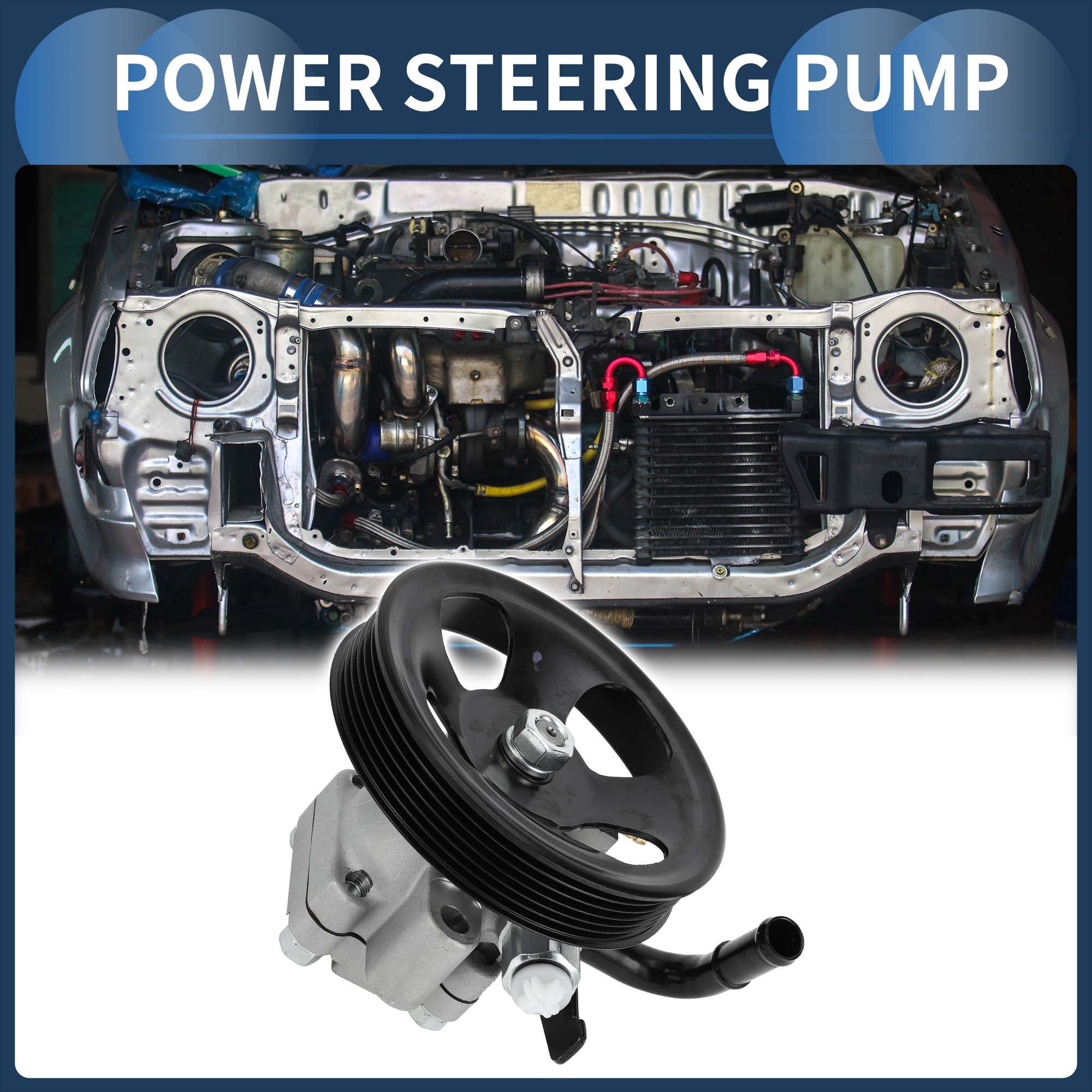 Power Steering Pump with Pulley No.5710026100 for Hyundai Santa Fe V6 2.7L 2001-2006 Aluminum Alloy