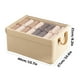 thumbnail image 3 of Caja de almacenamiento de ropa de tela plegable de gran capacidad con tapa, 22 L, cesta organizadora beige y gris para ropa interior, pantalones, juguetes, artículos esenciales para el hogar y el, 3 of 7
