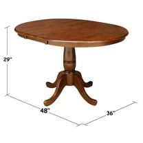 International Concepts 36" Round Top Pedestal Table with 12" Leaf, 28.9"H