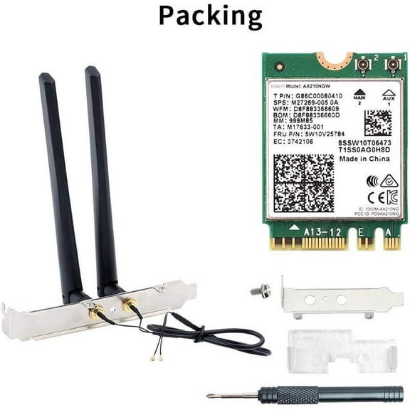 AX210 WiFi 6E WiFi Card M.2 NGFF Mini Desktop kit Adapter 6GHz BT5.2 Wireless 802.11ax 5400Mbps 2.4Ghz 5Ghz Support OFDMA MU-MIMO AX210NGW Gigabit Network Card