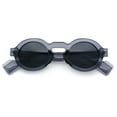 thumbnail image 2 of Retro Nerdy Hipster Round Thick Horn Rim Plastic Keyhole Sunglasses Slate - Black, 2 of 8