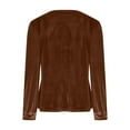 thumbnail image 5 of Womens Dressy Tops Soft Velvet Crew Neck Long Sleeve Elegant Shirts with Pleats Solid Color Casual Party Blouses (2XL, Coffee), 5 of 7