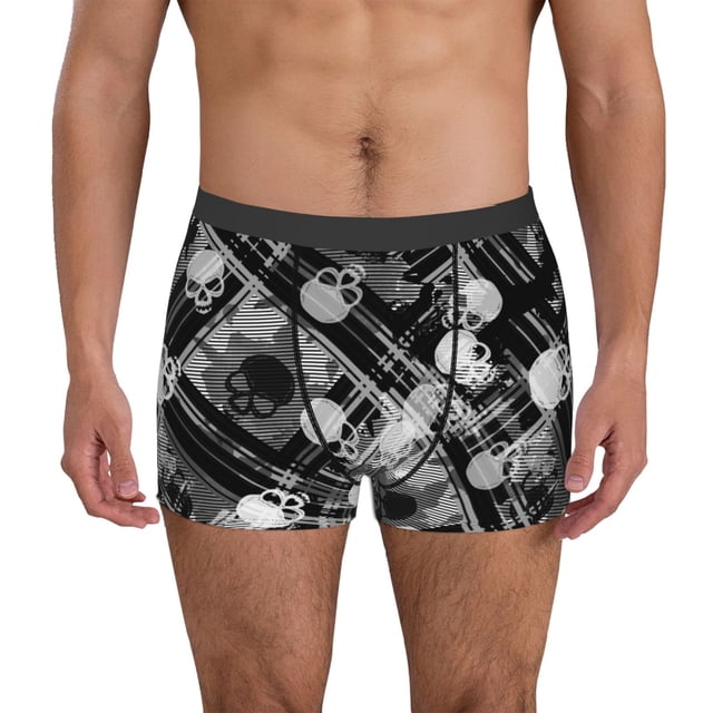 Balery Seamless Pattern With Skulls Calzoncillos bóxer para hombre, ropa interior de algodón suave y transpirable con cinturilla de nailon-Large