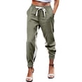 thumbnail image 2 of Pantalons Femmes à la Mode Taille Basse Tout-Match Pantalon Décontracté en Vrac Vert L, 2 of 6