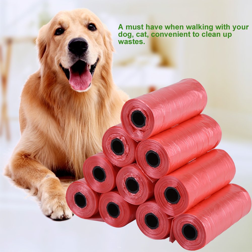 OTVIAP 10 Rolls/150Pcs Plastic Pet Dog Waste Bags 33 * 22cm Durable