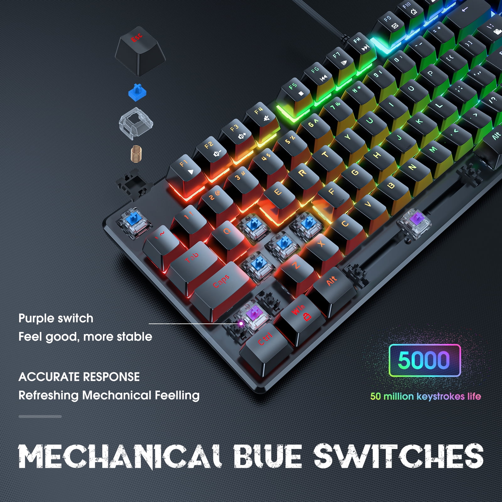 gigaware k30 rgb backlit mechanical keyboard