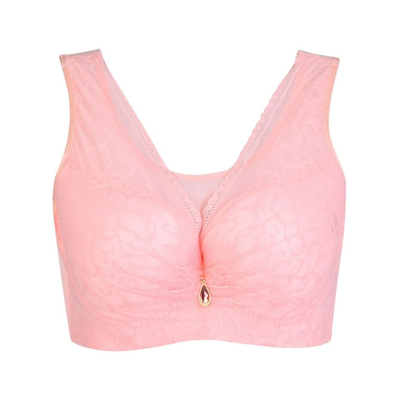 Zuwimk Bras For Women Push Up,Wide Strap Bra Plus Size Full Coverage  Underwire Support Pink,38E