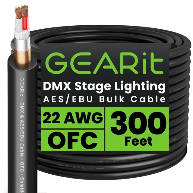 Cable GEARit DMX para Iluminación Escénica 91 m 22 AWG OFC