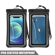 DIDADI Waterproof Phone Pouchs, IP68 Case Dry Bag for Cellphone Protection,Universal Compatible for iPhone 14 13 12 11 Pro Max XS Plus Samsung Galaxy S23 Cellphone Up to 7.0-2 Pack,Black