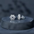 thumbnail image 5 of Rosec Jewels - Lab Grown Blue Sapphire Diamond Earrings - Flower Stud Earrings - AAAA Quality, 925 Sterling Silver, 5 of 9
