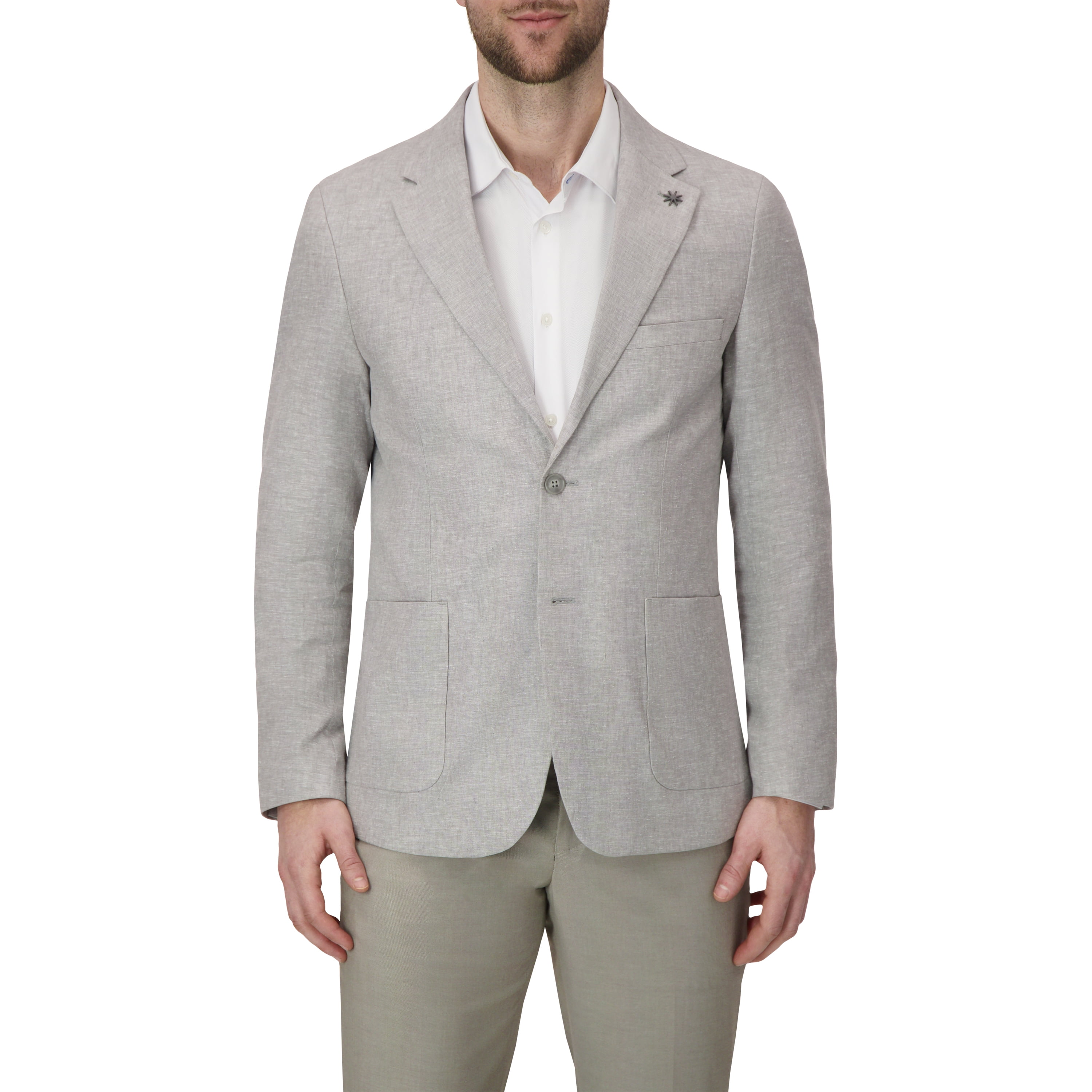Report Collection Single Breast Full Lined Patch Pocket Linen Men's Jacket