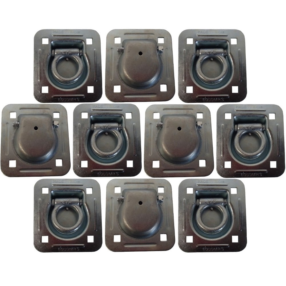 RAParts 10 pk Flush Mount Recessed Ring Trailer Cargo Tie Down Control D-Rings 6000 lbs.