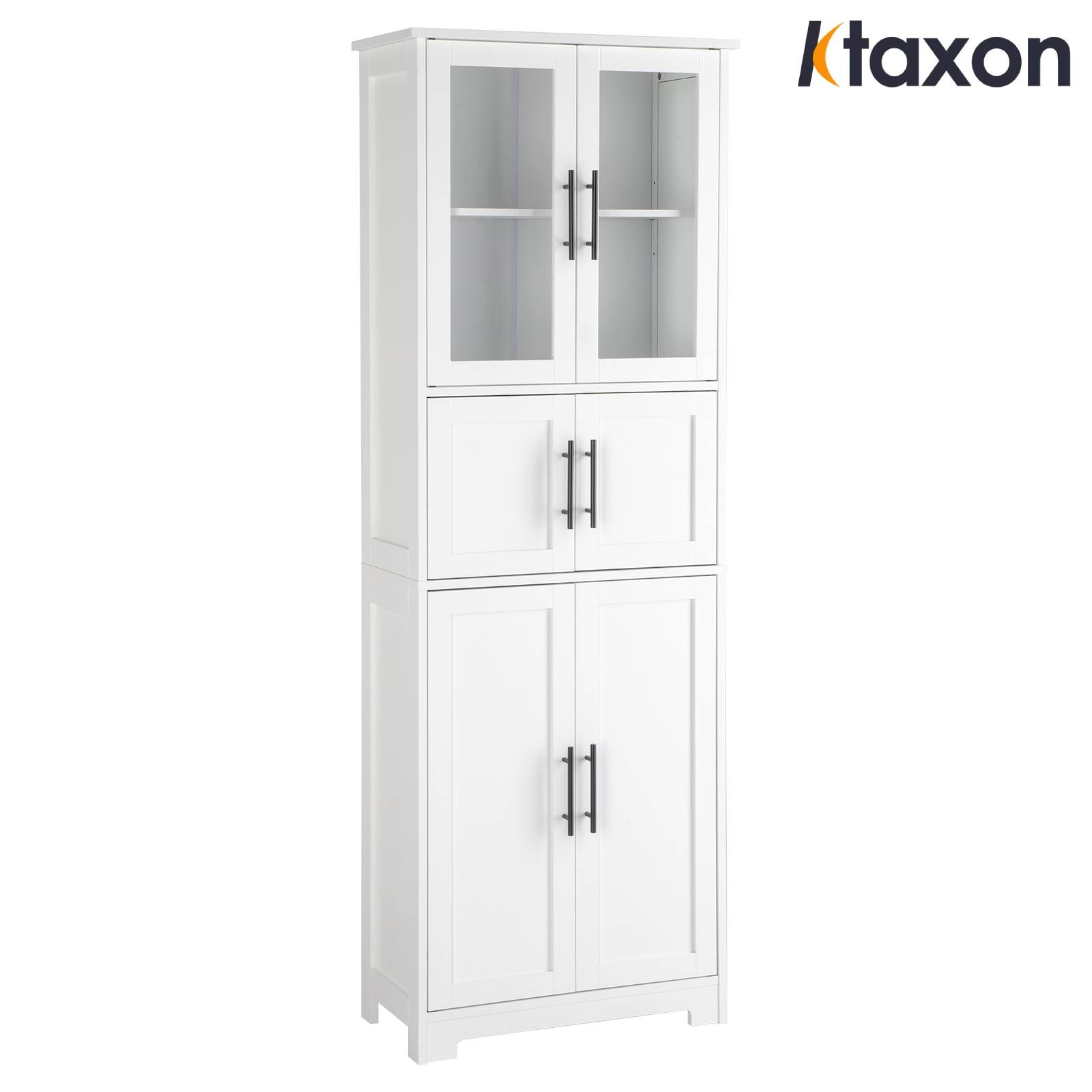 Ktaxon Bathroom Cabinet Tall, Storage Cabinet, Floor White Wooden Kitchen Cupboard w/ 6 Doors & Adjustable Shelf