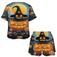 thumbnail image 3 of Halloween Ghosts Horror Pumpkin Women's Ruffle Short Sleeve Tops And Shorts Cute Peeps Bunny Pajamas Sets, 3 of 7