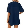 thumbnail image 4 of Gomelly Womens Cover Up Solid Cardigan Fashion Shirt Women's Baggy Holiday Tops Open Front Navy Blue XL, 4 of 5
