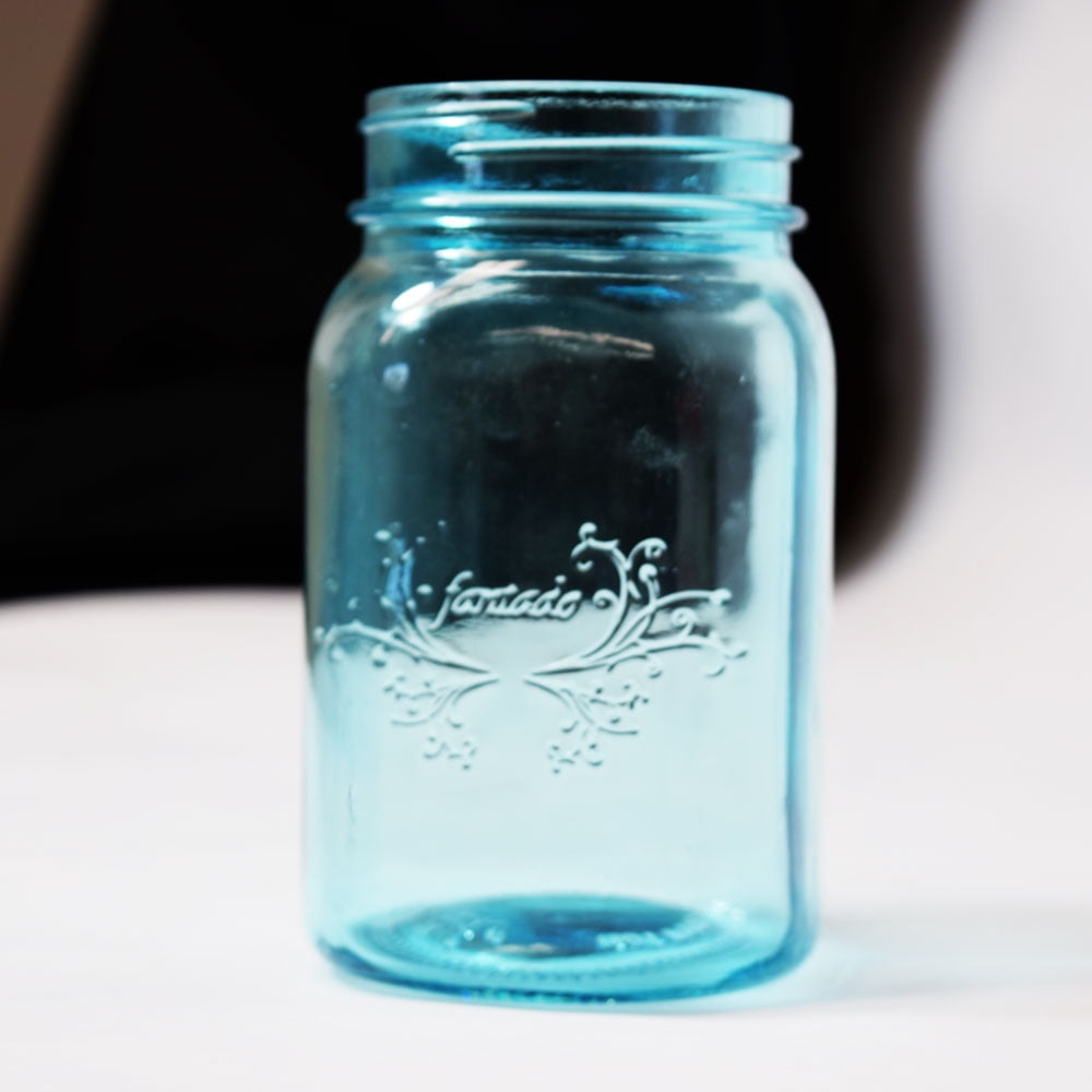 Fantado Water Blue Glass Mason Jar Pendant Light Kit Regular Mouth