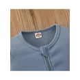 thumbnail image 5 of Qiylii Baby Romper, Solid Color Long Sleeve Zipper Footed Romper+Cap,0-24M, 5 of 8