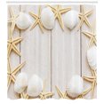thumbnail image 3 of Ambesonne Seashell Shower Curtain, Rustic Wooden Backdrop, 69"Wx75"L, Cream and Beige, 3 of 3