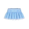 thumbnail image 6 of iiniim Women Mini Skirt Lace Hem Gingham Skirts Crossdress Club Rave Party A Light Blue X-Large, 6 of 7