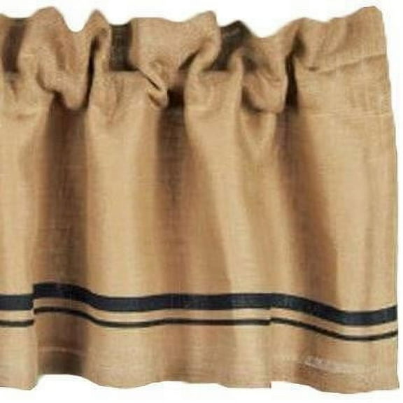 Burlap Stripe Valance - Black 72x15.5
