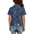 thumbnail image 5 of Girls School Uniform Short Sleeve Henley Cute Cartoon Animal Print T Shirts Button Closure Active Comfy Polo Shirts, 140, 5 of 5