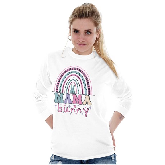 Cute Spring Easter Egg Mama Bunny Women's Long Sleeve T Shirt Brisco Brands S