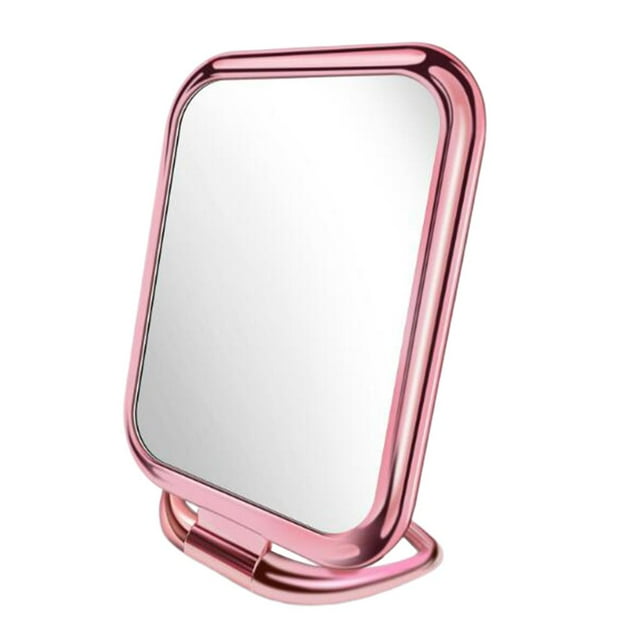 Espejo de maquillaje portátil, espejo de maquillaje, espejo de pie, espejo de mesa, espejo de maquillaje Cuadrado rosa