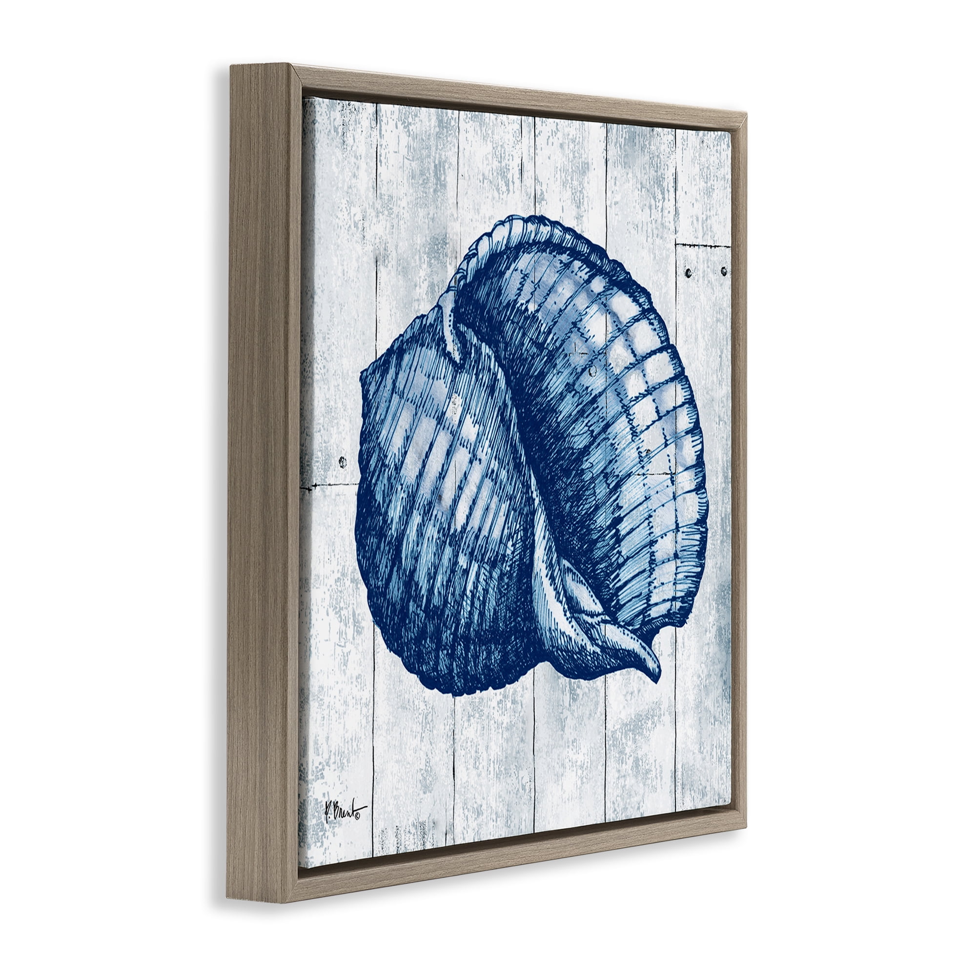 Stupell Industries Coastal Timberland Shell Brown Framed Floater Canvas Wall Art, design by Paul Brent