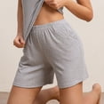 thumbnail image 5 of hoksml Women's Ribbed Knit Elastic Waist Shorts, Casual Loose Fit Pull-On Loungewear Shorts with Side Pockets, 5 of 6