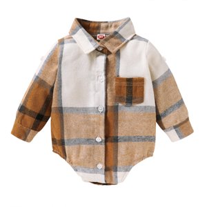 Younger Tree Baby Plaid Flannel Romper & Button Shirt