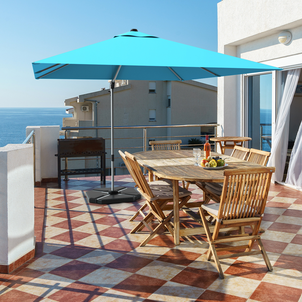 balcony umbrella with base