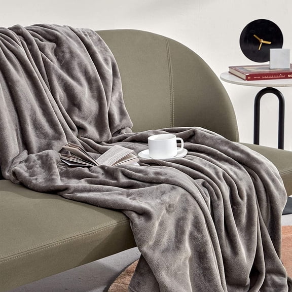Sonive 90" × 90" Throw Flannel Blanket, Super Soft Reversible Fuzzy Warm & Cozy Single-Layer Bed Blanket All Ages for Couch, Ideal for Lounging (Grey)