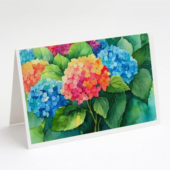 Hydrangeas in Watercolor Greeting Cards and Envelopes Pack of 8 7 in x 5 in