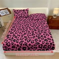 thumbnail image 3 of ZIATUBLES 3 Pcs Twin Size Sheet Set, Soft Comfort Bedding Sets with 1 Fitted Sheet and 2 Pillowcases, Cooling Cozy All-Season Bed Sheets, Pink Black Leopard Printed, 3 of 9