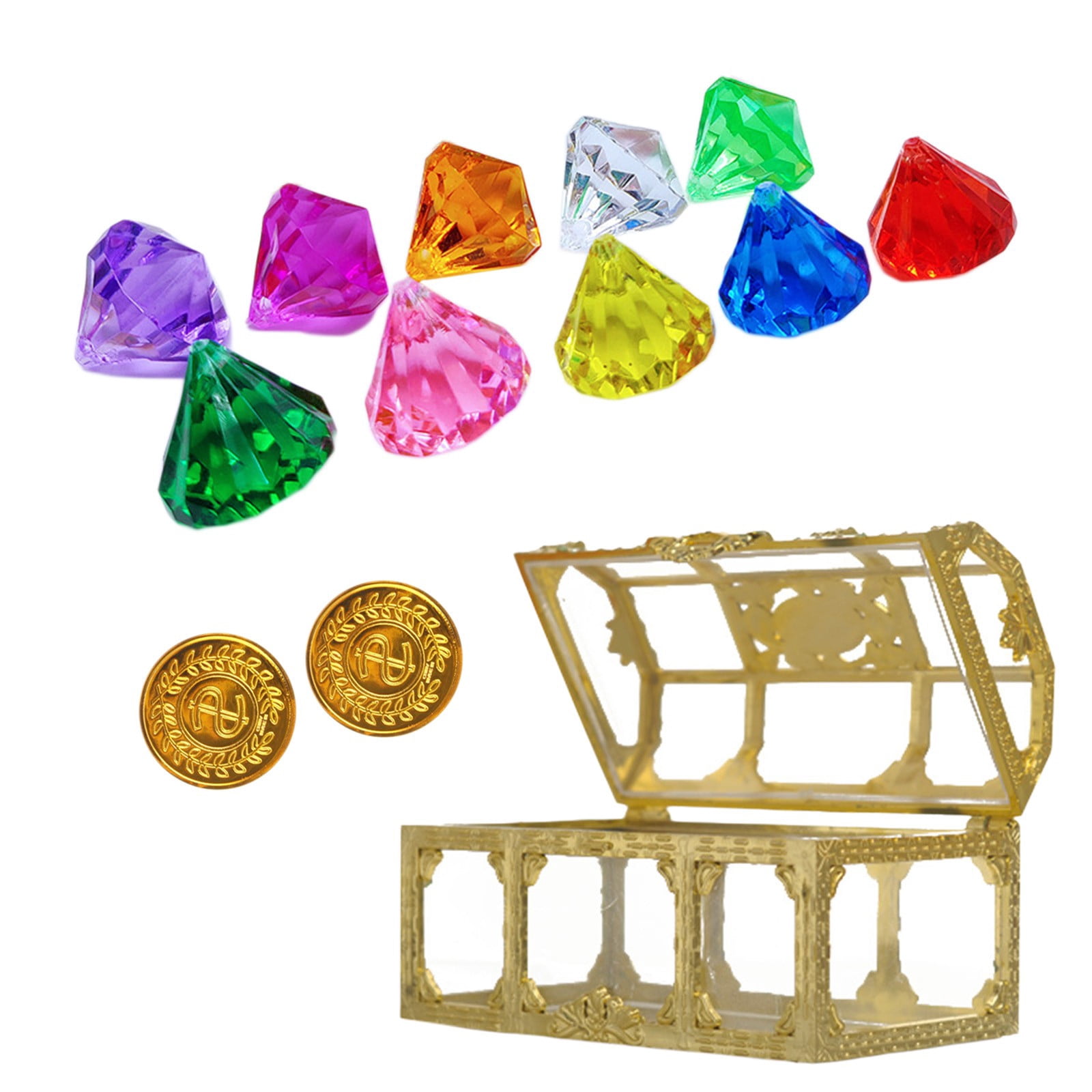 Yunuuuoa 5 Packs Treasure Hunt Game Kit with Gemstones and Coins for Pool Beach Party Sensory Play Underwater Diving Adventure Mermaid Pirate Themed Educational Activity Set