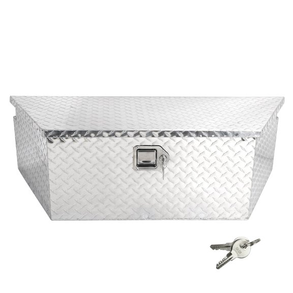 Confote Heavy Duty Aluminum Diamond Plate Trailer Tongue Box with Lock and Keys for Secure Tool Storage on Your Trailer, Silver,39 x 16.5 x 12 Inches