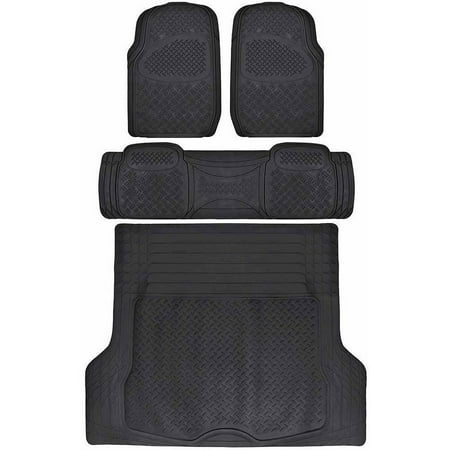 BDK Super Duty Rubber Floor Mats for Car SUV and Van with Cargo Mat, All Weather, Heavy Duty, 3