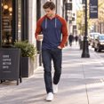 thumbnail image 2 of AZoiNM Men's Henley Hoodie Long Sleeve Raglan Color Block Pullover Sweatshirt Casual Straight Fit Hooded Shirt, 2 of 8
