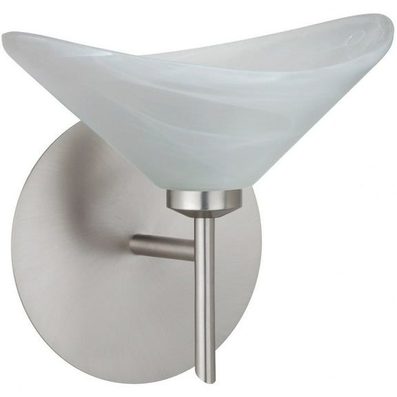 1SW-191352-LED-SN Besa Lighting Hoppi-One Light Mini Wall Sconce-7.5 Inches Wide by 6 Inches High-Satin Nickel Finish-Marble Glass Color-LED Lamping