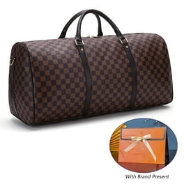 TWENTY FOUR Travel Duffel Bag Checkered Bag Weekend Overnight Luggage Shoulder Bag For Men Women Brown Checkered Brand Gift Walmart