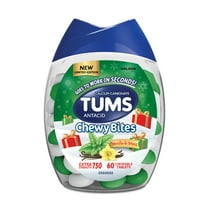Tums Chewy Bites Chewable Antacid Tablets for Heartburn Relief, New Vanilla & Mint, Stocking Stuffer, 60 Count