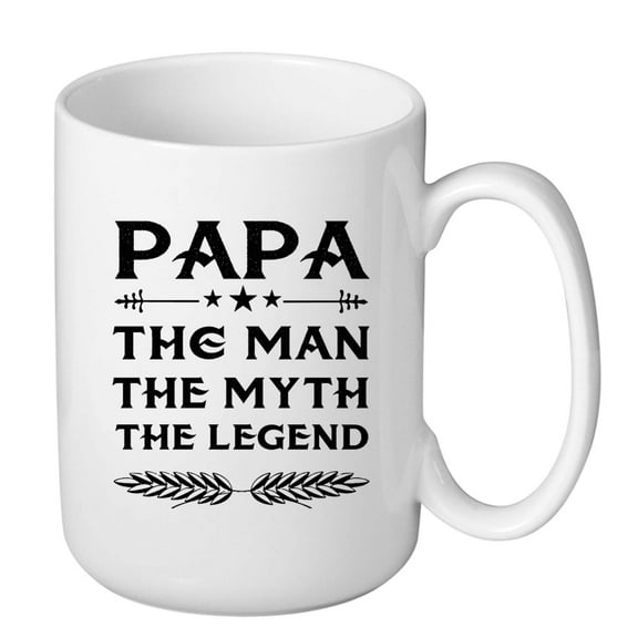 J.Ehonace Dad Mugs - The Man The Myth The Legend Papa, 15 oz Ceramic Mug