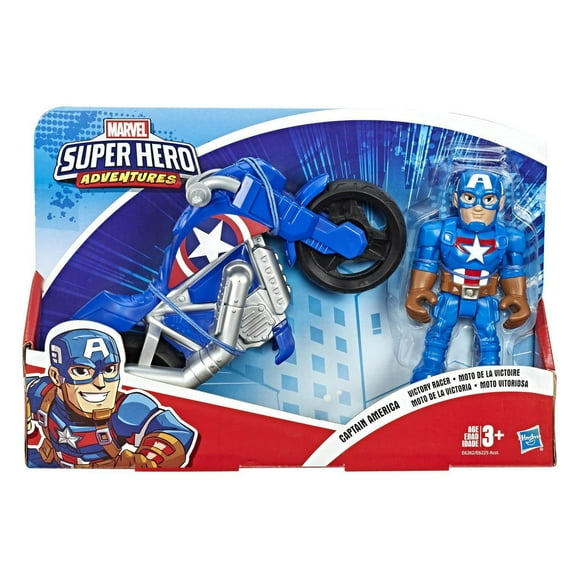 Playskool Heroes Marvel Super Hero Adventures Captain America Victory Racer, 5-Inch Figure and Motorcycle Set, Collectible Toys for Kids Ages 3 and Up
