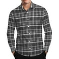 thumbnail image 3 of UVEASISHA Beach Shirts for Men Plaid Long Sleeve Button Down Shirt Lightweight Fashion Wedding Shirts Slim Fit Casual Dress Shirt Fall Clothes Gray L, 3 of 9