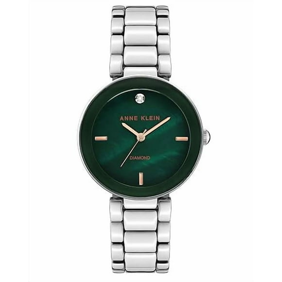 Anne Klein Reloj de vestir de cuarzo japonés para mujer con correa de metal plateado 16 (Modelo: AK/1363GNSV)